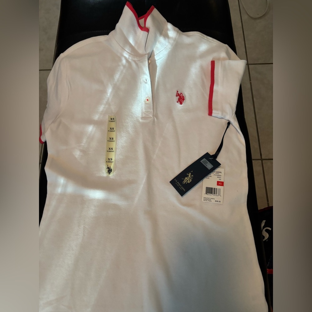 Beverly Hills Polo Club Red and White Polo Shirt